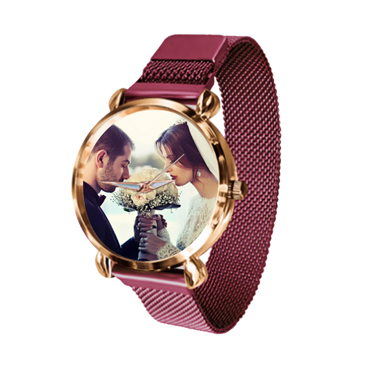 custom multicolor women’s magnetic buckle quartz wrist watch (gift box available) magenta