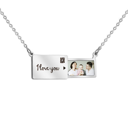 letter-shaped necklace with a personalized photo inside steel