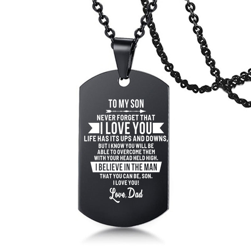 dad/mom "to my son" stainless steel rectangular inspirational necklace 3