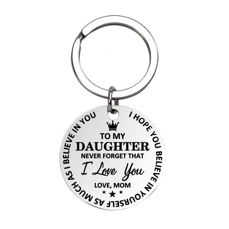 dad/mom "to my daughter" round stainless steel pendant keychain from mom