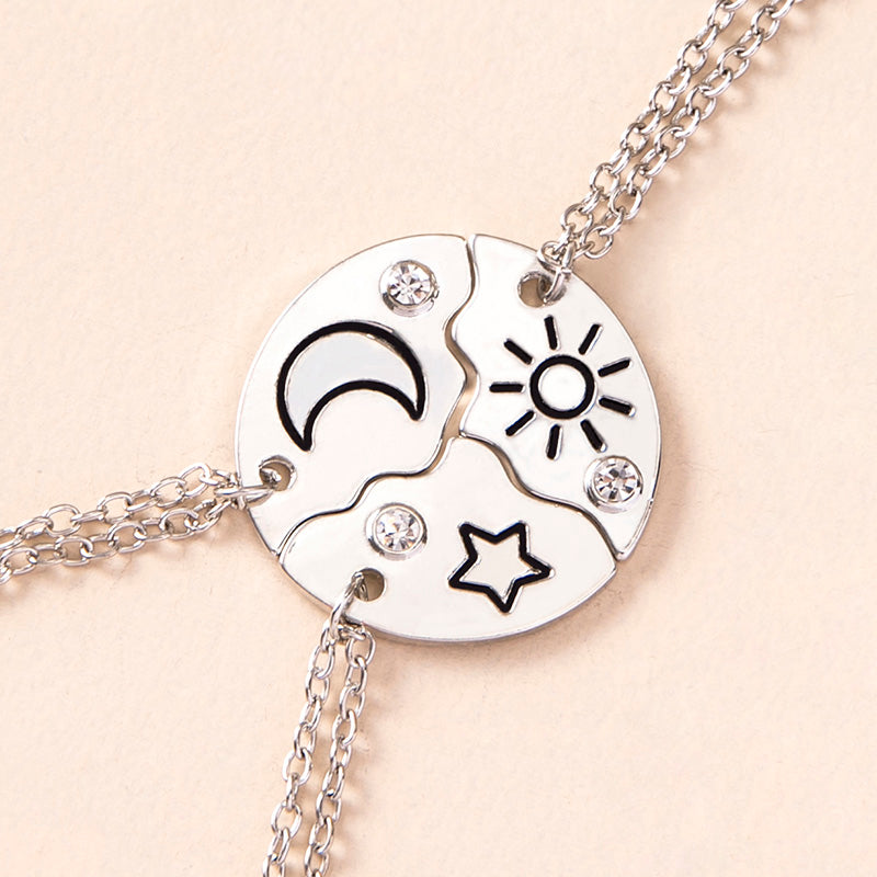 round jigsaw puzzle pendant necklaces for friends / sisters / brothers