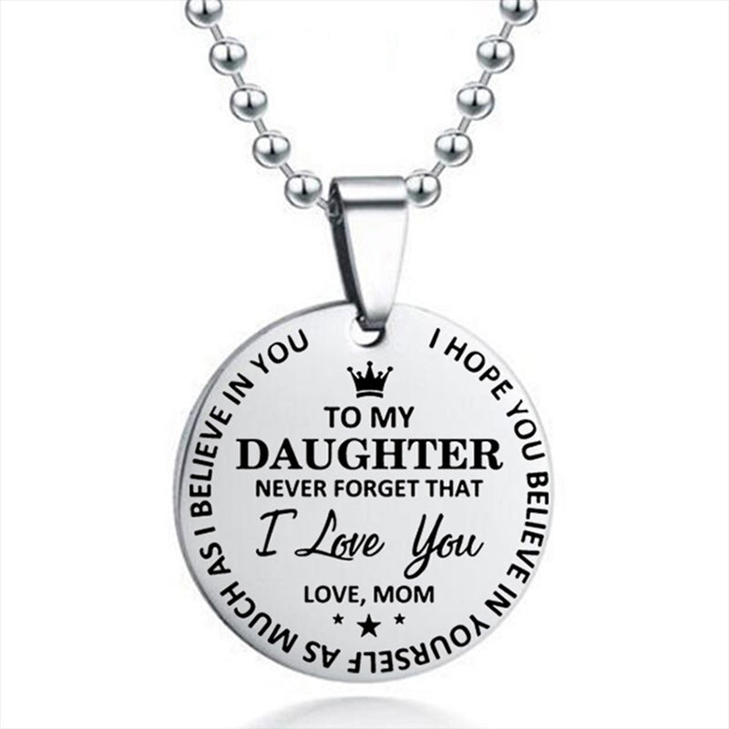 dad/mom to daughter round stainless steel pendant beads chain necklace from mom
