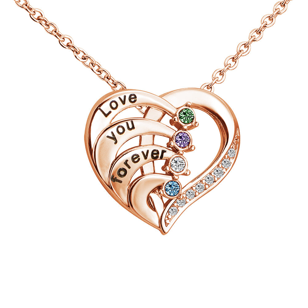 personalized micro diamond hollow necklace rose gold necklace