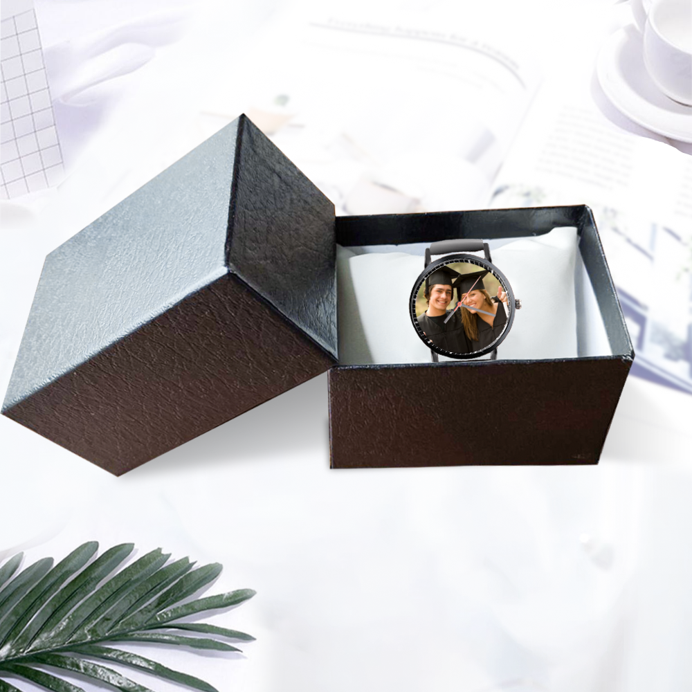 graduation custom black plastic band quartz watch (gift box available) with premium gift box