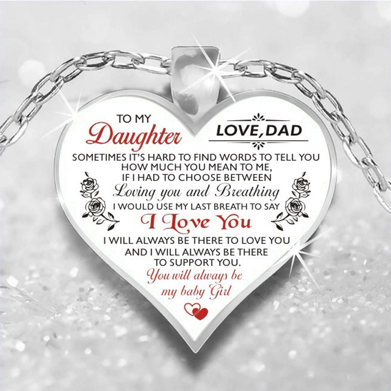 dad/mom to daughter flower décor heart-shape inspirational necklace 2 from dad
