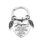 dad/mom "to my daughter" heart-shaped inspirational keychain with angel wings 32
