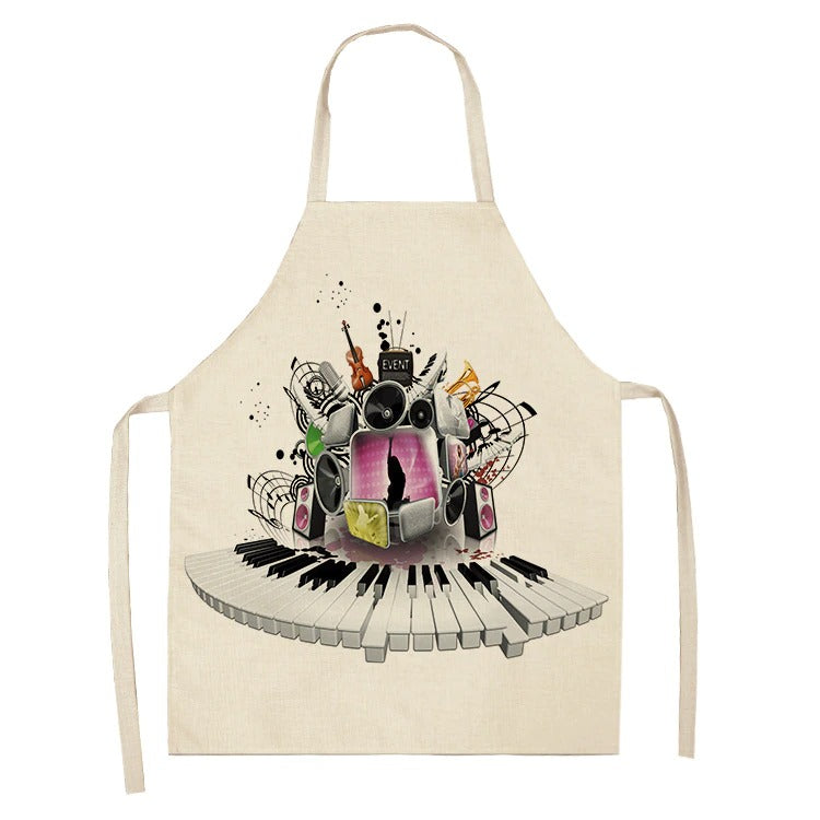 cotton linen musical kitchen apron