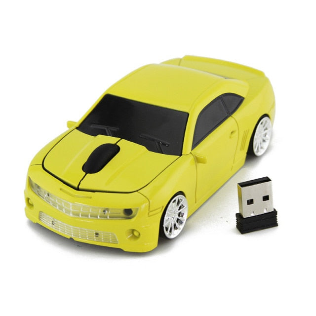 wireless sports car usb mouse yellow