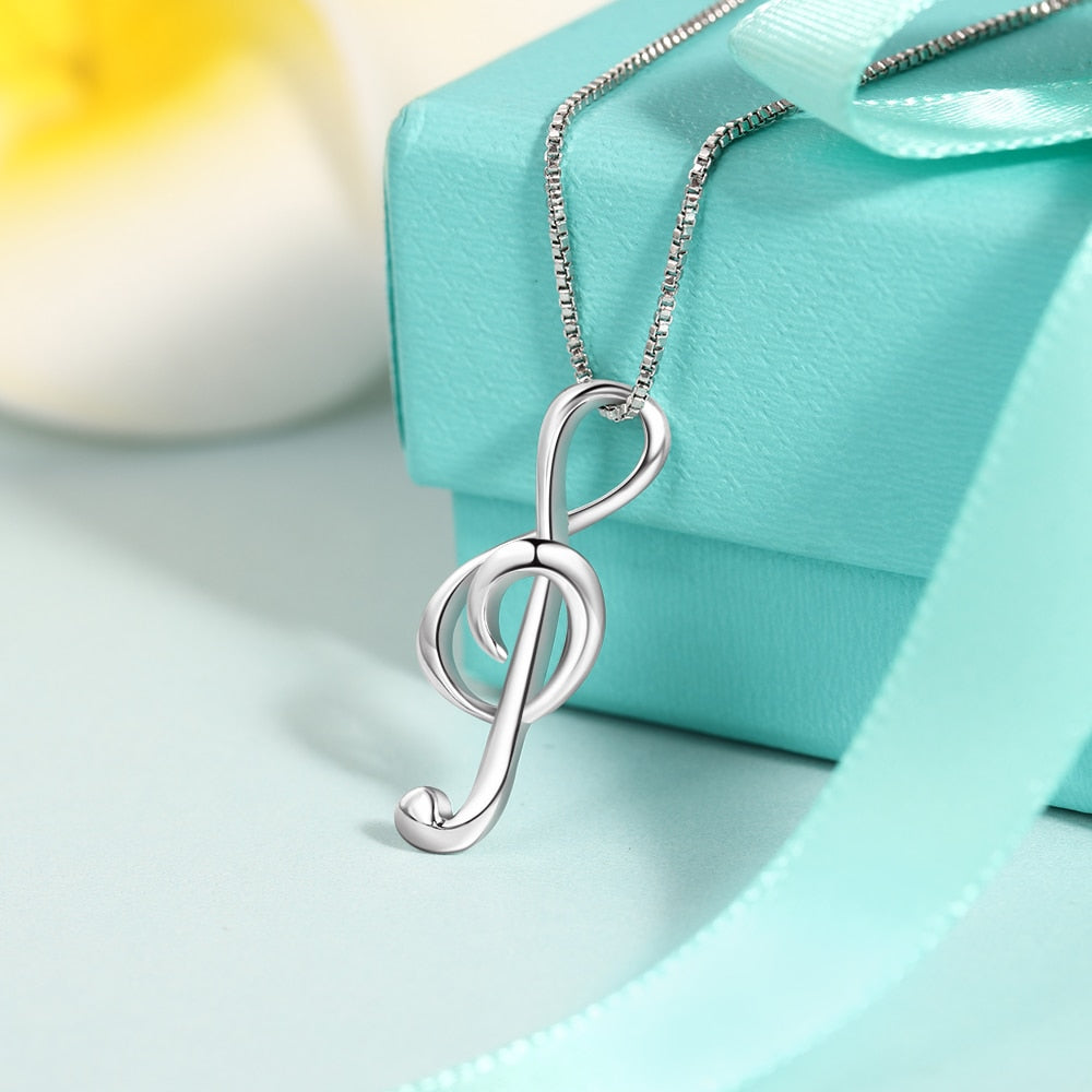 s925 sterling silver treble clef necklaces china