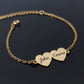 custom heart-shaped nameplate bracelet gold / two hearts