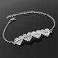custom heart-shaped nameplate bracelet silver / four hearts