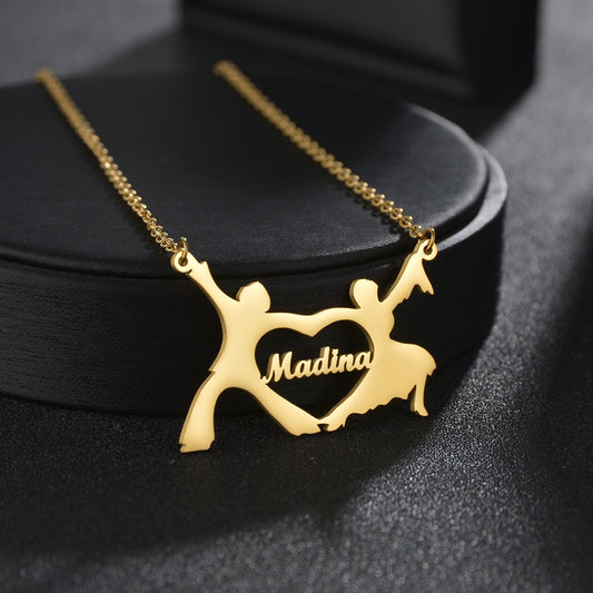 dancing couple custom name necklace