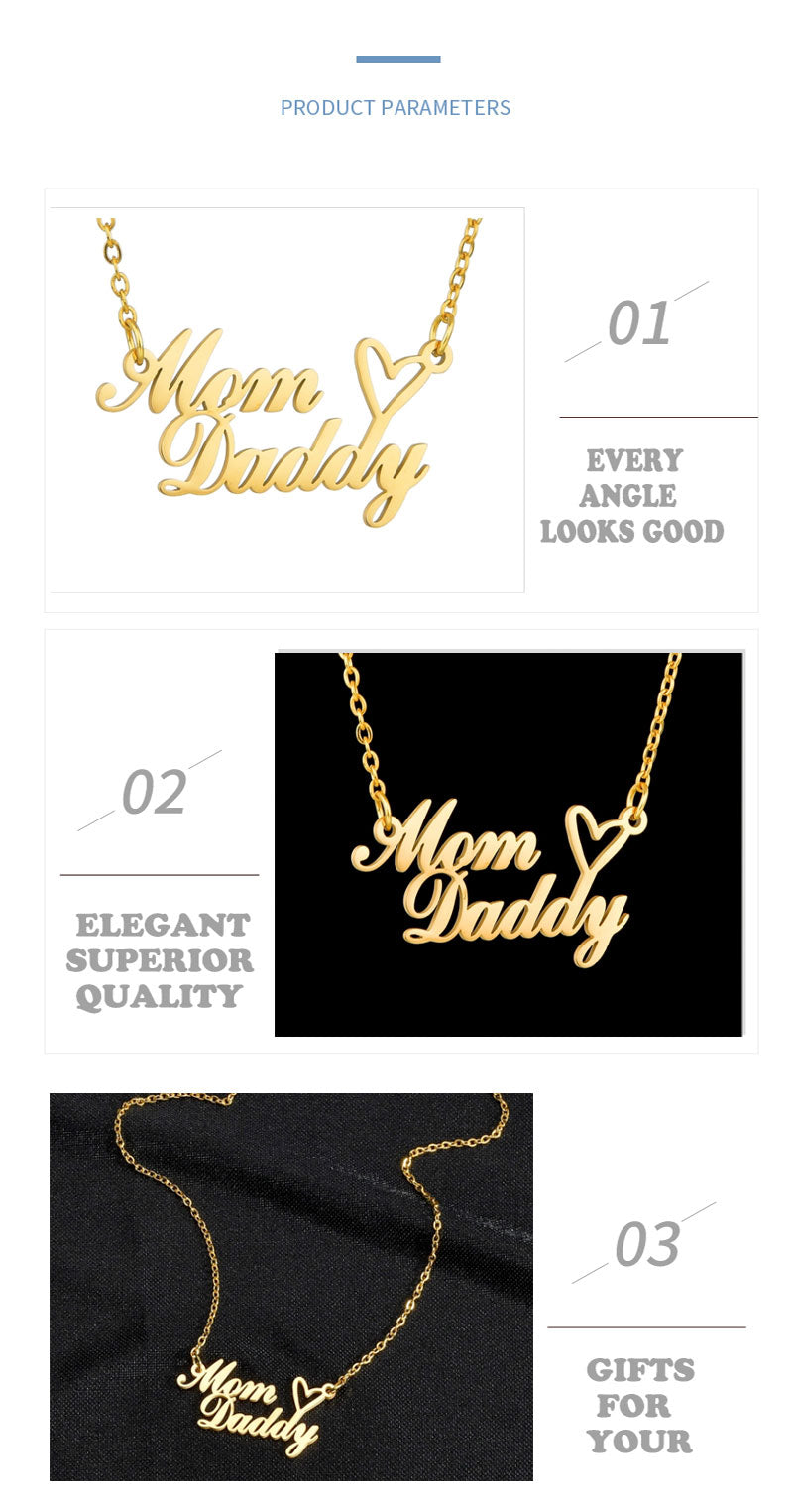 two staggered names with heart custom necklace