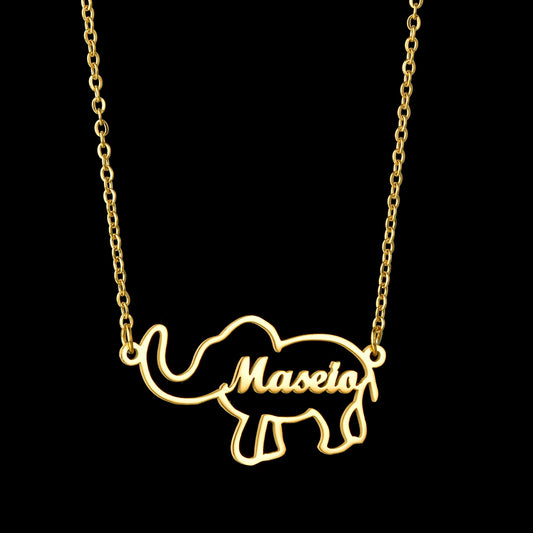 custom name in elephant necklace