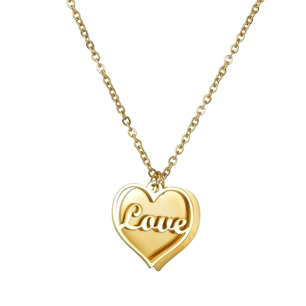 double hearts custom name necklace