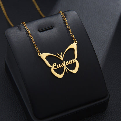 custom name in butterfly necklace