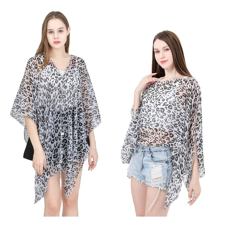 fashion leopard print chiffon multifunctional scarf / shawl
