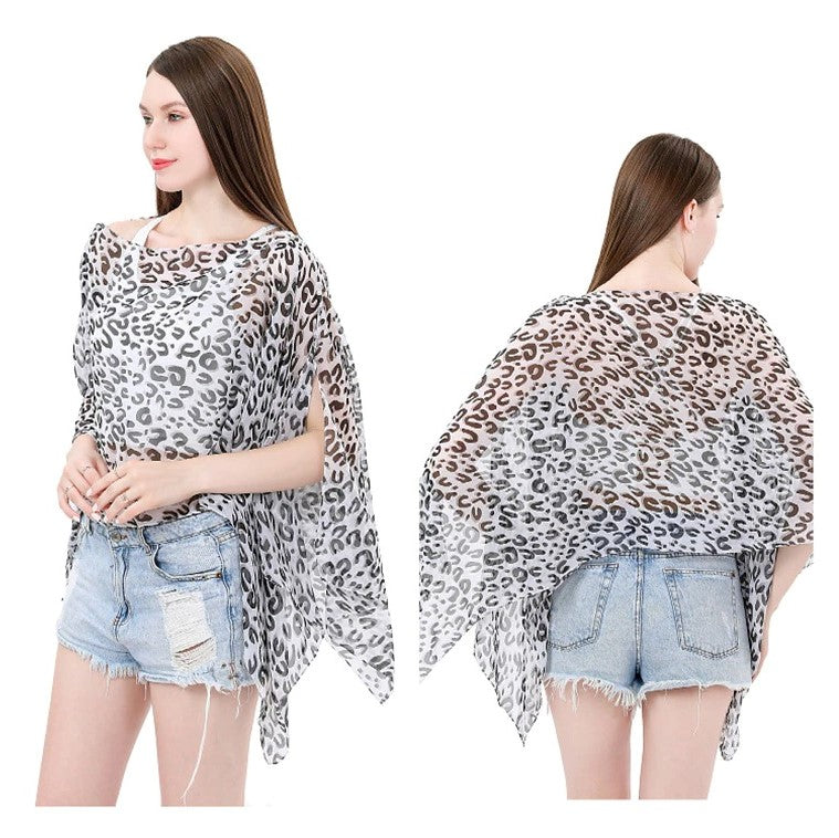 fashion leopard print chiffon multifunctional scarf / shawl